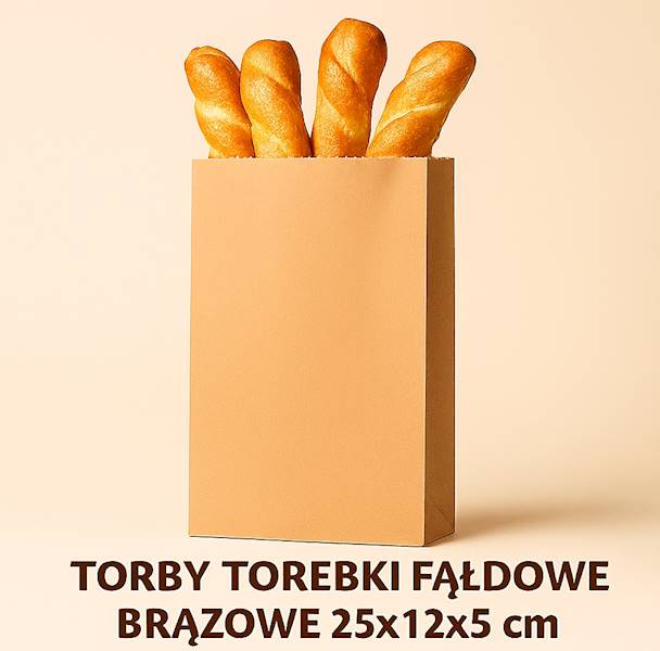 TORBA FAŁDOWA BRĄZ 25X12/5 1000SZT
