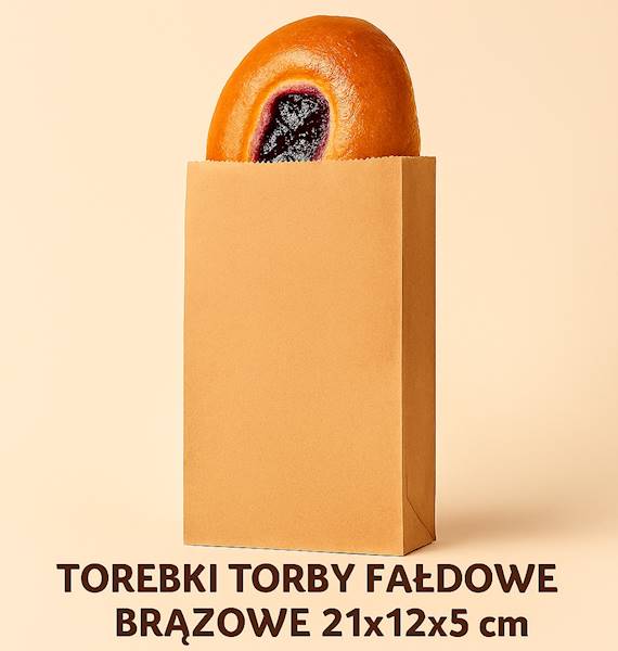 TORBA FAŁDOWA BRĄZ 21X12/5 1000SZT