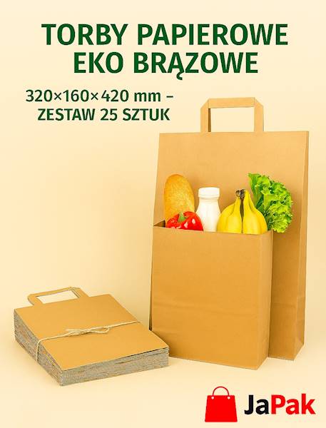 TORBA PAPIEROWA BRĄZ U.PŁ. 320/160/420 25szt K200