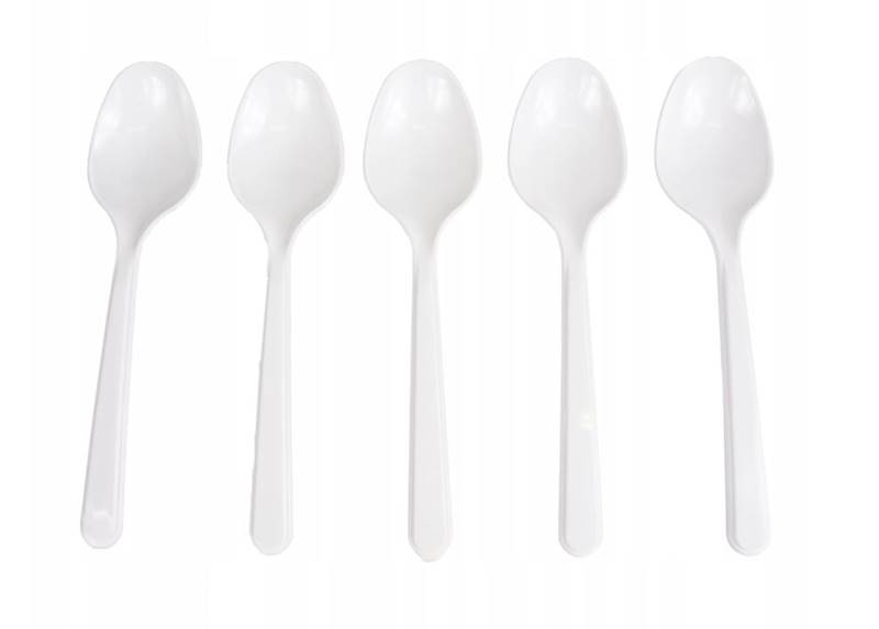 Łyżka biały gruby wielorazowy 18cm 50szt K40