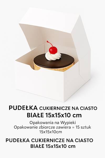 PUDEŁKO NA CIASTO BIAŁE 150x150x100 1szt OP15 K240