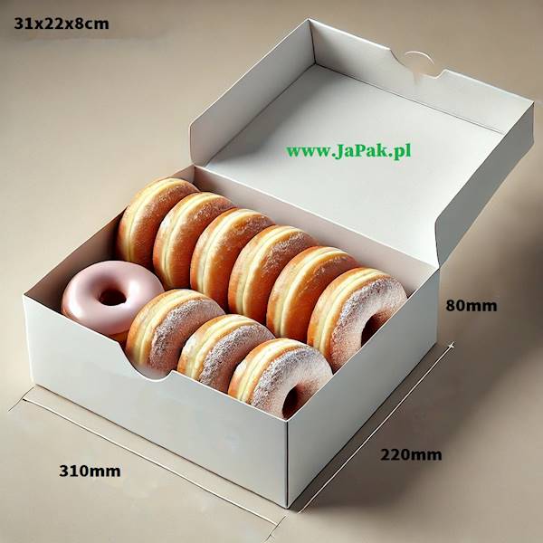 PUDEŁKO NA PĄCZKI BIAŁE 310x220x80 1SZT OP50