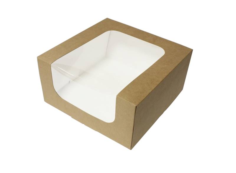 PUDEŁKO TORTOWE BRĄZ DUŻE OKNO 16x11x8 1szt OP50