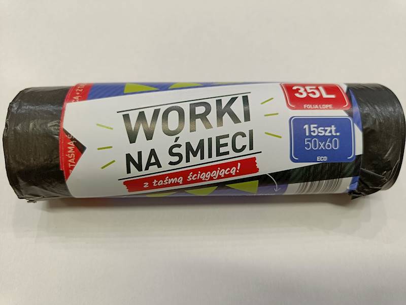WORKI NA ŚMIECI 35L Z TAŚMĄ CZARNE 15szt