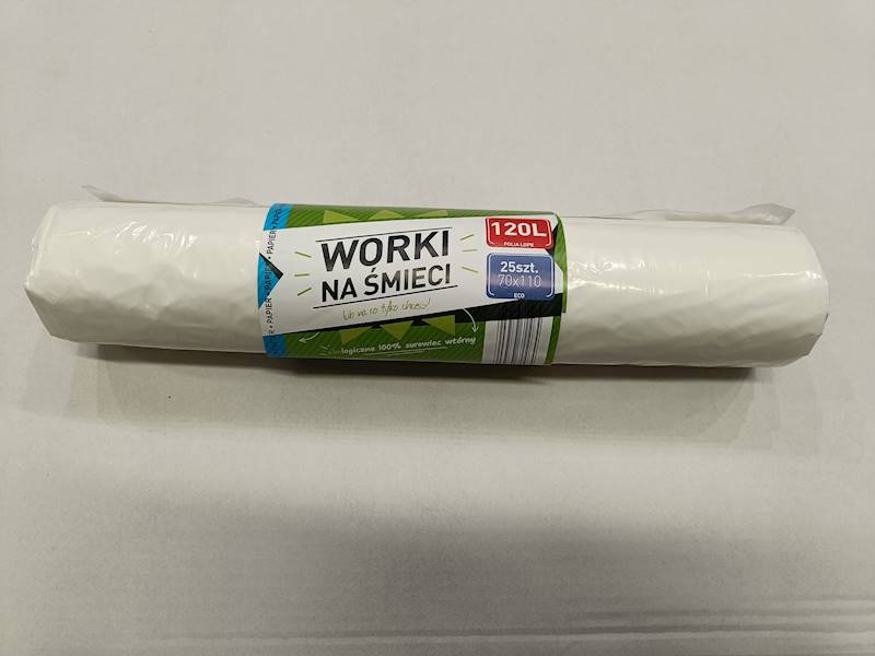WORKI NA ŚMIECI 120L 70/110 BIAŁE Rolka=25szt