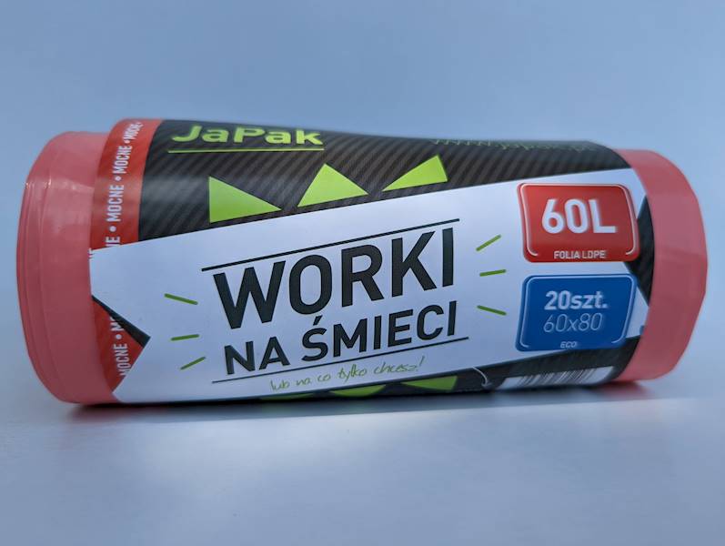 WORKI NA ŚMIECI 60L 60x80 CZERWONE R=20szt