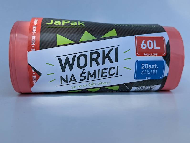 WORKI NA ŚMIECI 60L 60x80 CZERWONE R=20szt