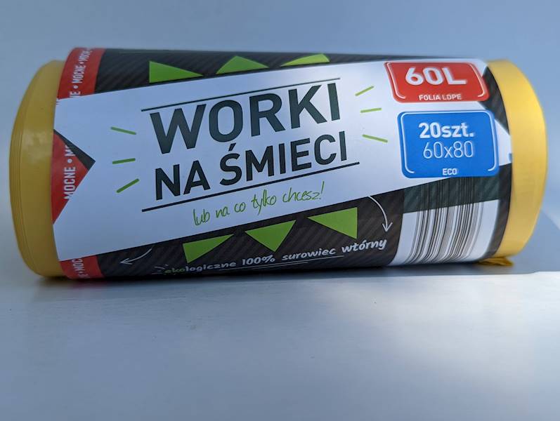 WORKI NA ŚMIECI 60L 60x80 ŻÓŁTE R=20szt