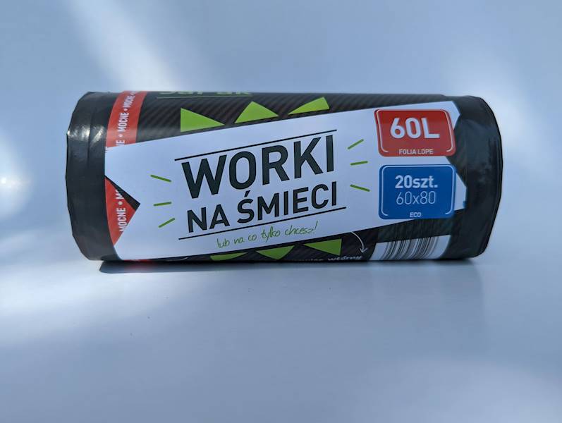 WORKI NA ŚMIECI 60L 60x80 CZARNE Rolka=20szt