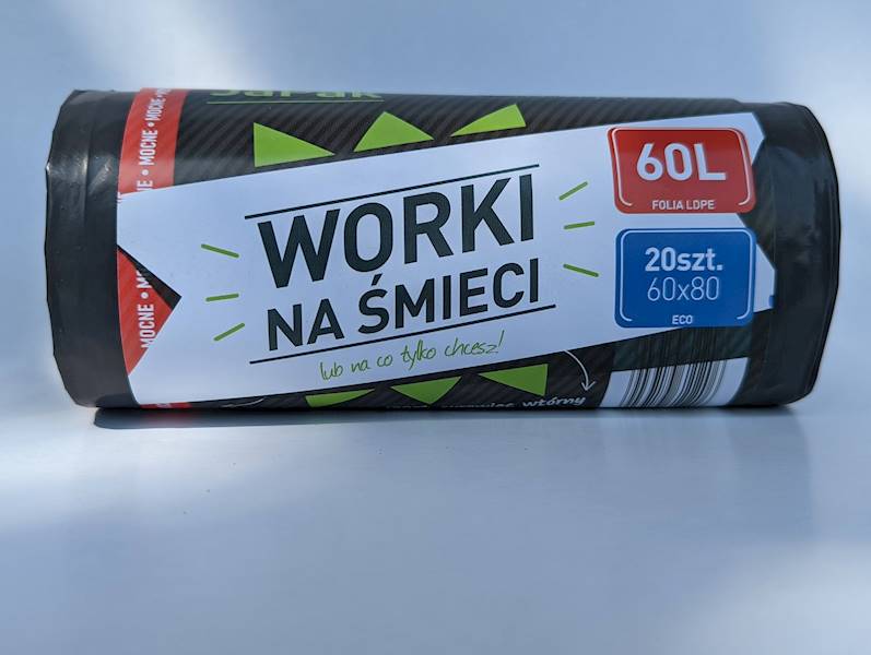 WORKI NA ŚMIECI 60L 60x80 CZARNE Rolka=20szt