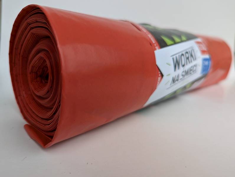 WORKI NA ŚMIECI 120L 70/110 CZERWONE Rolka=25szt