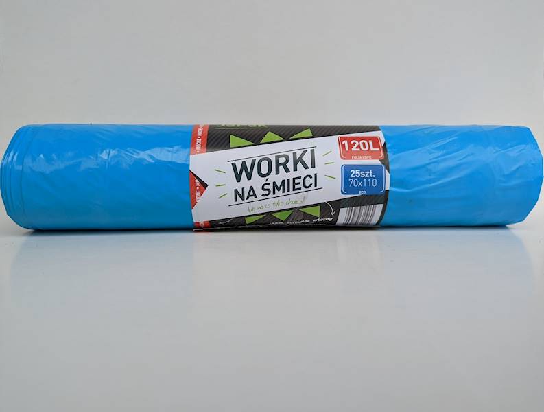 WORKI NA ŚMIECI 120L 70/110 NIEBIESKIE Rolka=25szt
