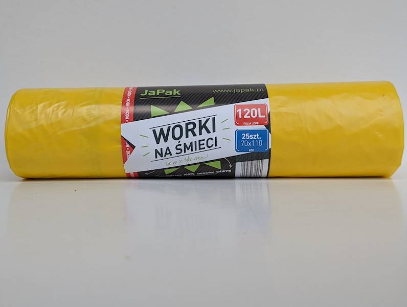 WORKI NA ŚMIECI 120L 70/110 ŻÓŁTE Rolka=25szt