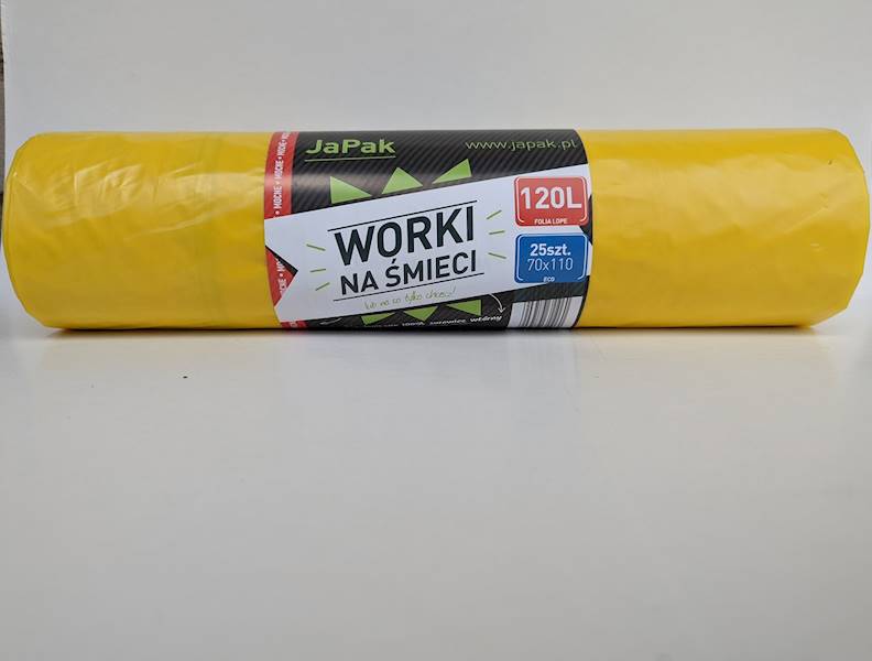 WORKI NA ŚMIECI 120L 70/110 ŻÓŁTE Rolka=25szt
