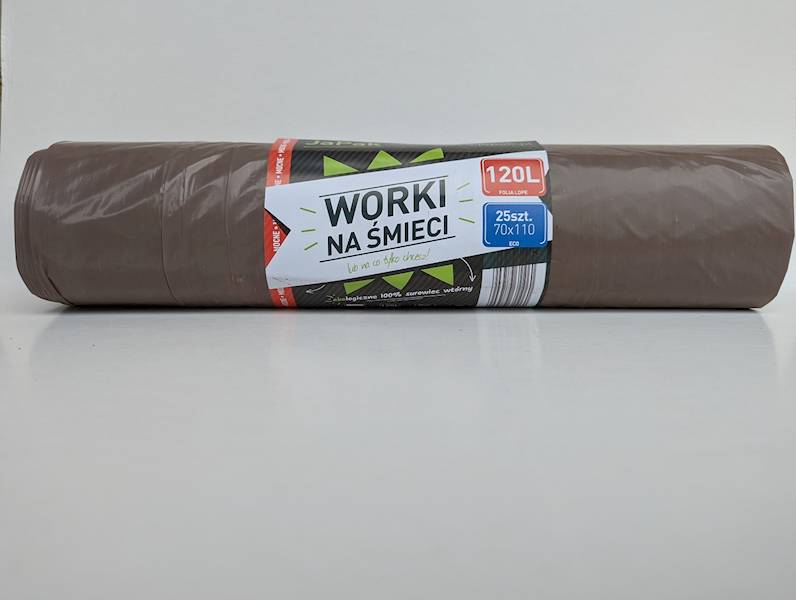WORKI NA ŚMIECI 120L 70/110 BRĄZOWE Rolka=25szt