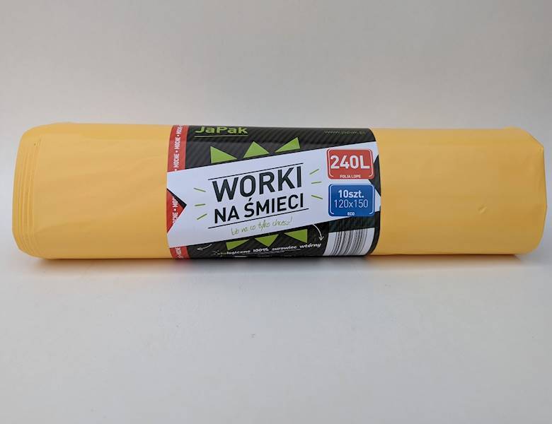WORKI NA ŚMIECI 240L 120X150 ŻÓŁTE R=10szt 