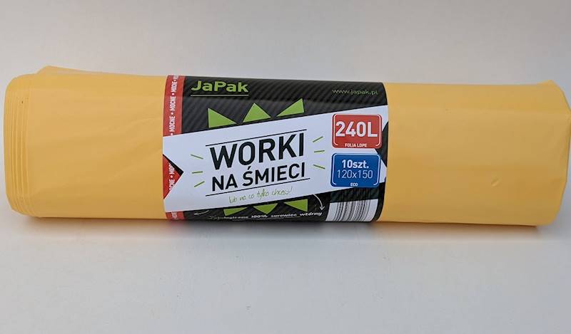 WORKI NA ŚMIECI 240L 120X150 ŻÓŁTE R=10szt 