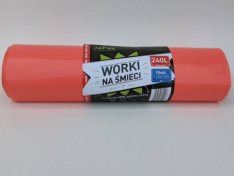 WORKI NA ŚMIECI 240L 120X150 CZERWONE R=10szt 
