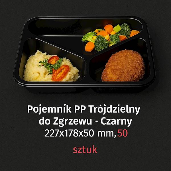 POJEMNIK 3-DZIELNY DO ZGRZEWU CZARNY 50mm 50SZT