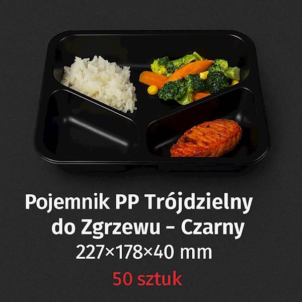 POJEMNIK 3-DZIELNY DO ZGRZEWU CZARNY 40mm 50SZT
