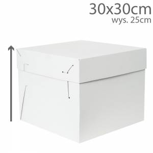 PUDEŁKO TORTOWE BIAŁE 30x30x25 GÓRA DÓŁ 1szt OP25