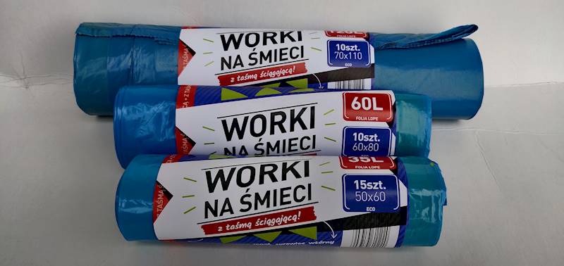 WORKI NA ŚMIECI 35L Z TAŚMĄ NIEBIESKIE 15szt