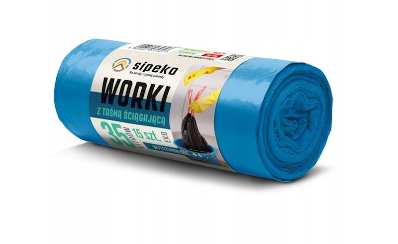 WORKI NA ŚMIECI 35L Z TAŚMĄ NIEBIESKIE 15szt
