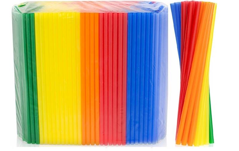 SŁOMKI PROSTE wielorazowe 8X240mm 100szt MIX KOLOR
