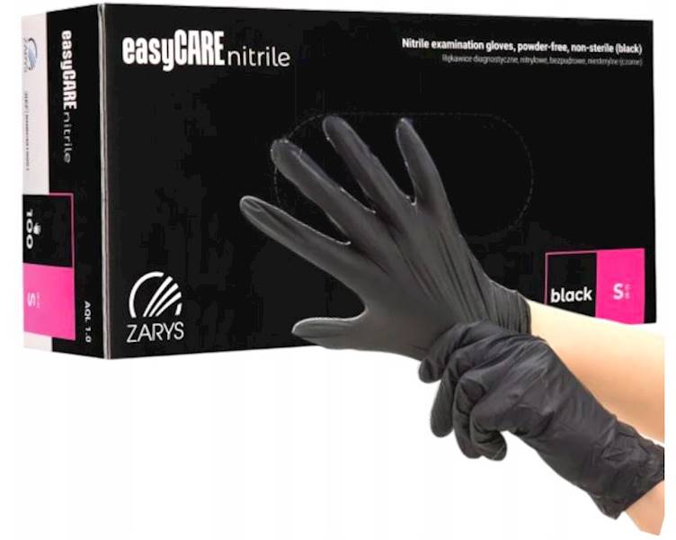 Rękawice nitrylowe easyCARE czarne 100sz. roz. S