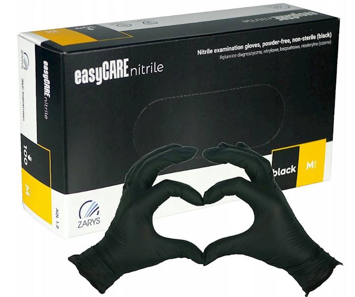 Rękawice nitrylowe easyCARE czarne 100sz. roz. M