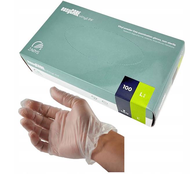 Rękawice winylowe bezpudrowe EasyCare L 100SZT