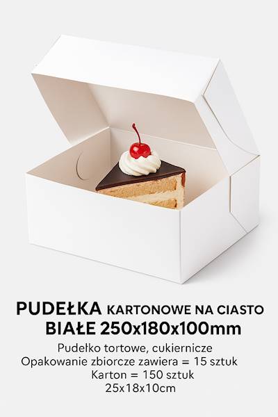 PUDEŁKO NA CIASTO BIAŁE 250X180X100 OP15 K150