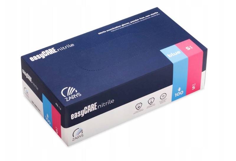 Rękawice nitrylowe easyCARE niebieskie roz, S 100 
