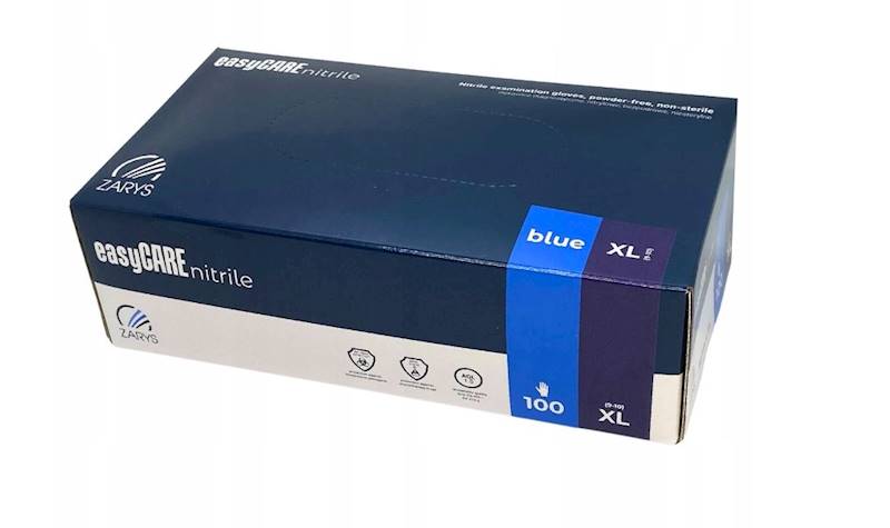 Rękawice nitrylowe easyCARE niebieskie roz XL 100 
