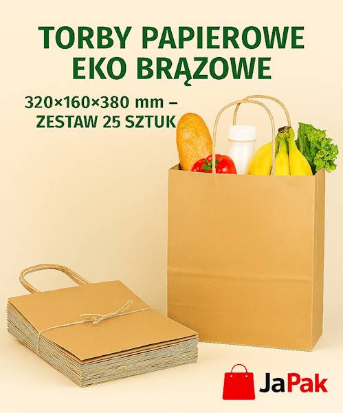 TORBA PAPIEROWA BRĄZ U.SK. 320/160/380 25szt K250