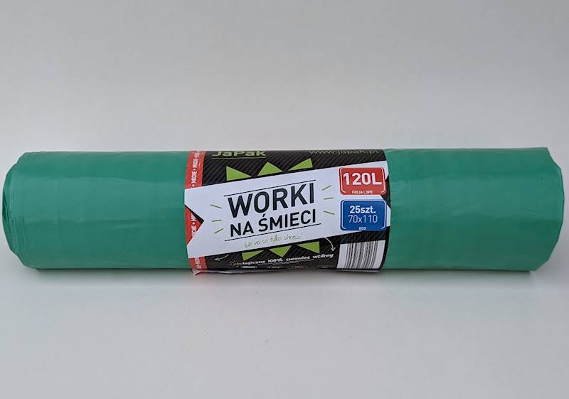 WORKI NA ŚMIECI 120L 70/110 ZIELONE Rolka=25szt