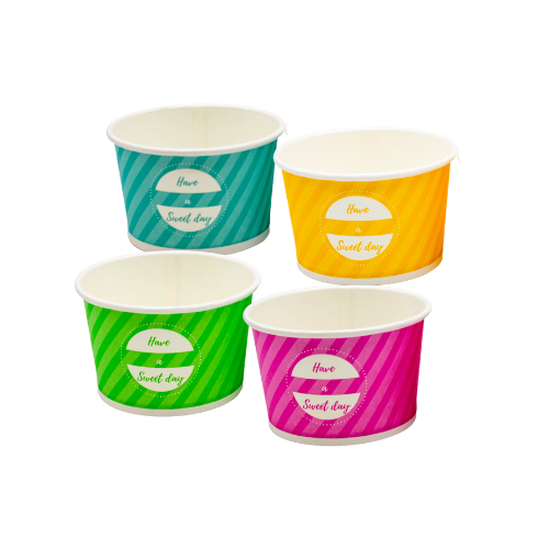Miseczki na lody 100% papier MIX 245ml 50szt K12