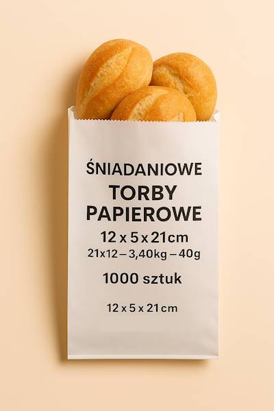 Torba fałdowa biała 12x5x21cm 1000SZT