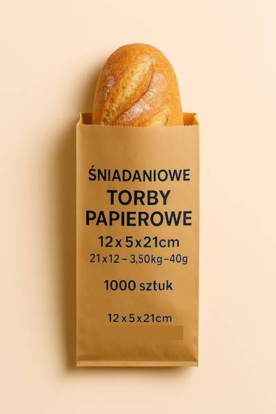 Torba fałdowa brąz 12x5x21cm 1000SZT