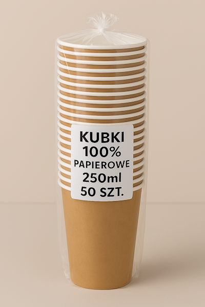 Kubek 100% papierowy kraft 250ml FI80 50SZT K20