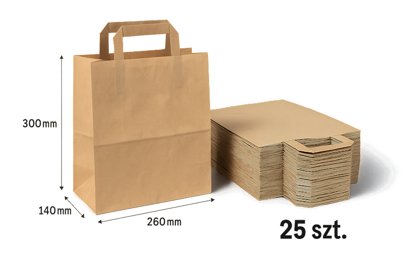 TORBA PAPIEROWA BRĄZ 260/140/300 25szt K250