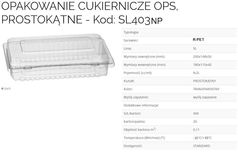 POJEMNIK SL-403NP 180x115x40mm 100SZT