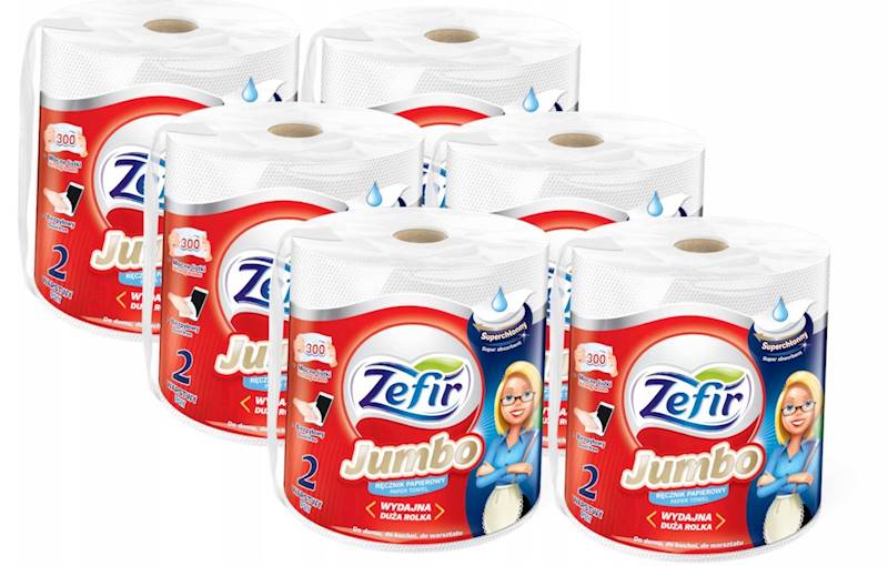 Ręcznik papierowy ZEFIR biały Jumbo 60m 2W 1szt K6
