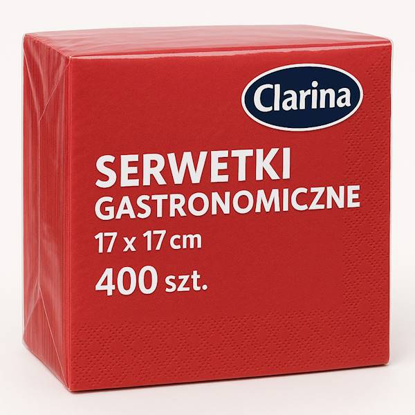 Serwetki gastronomiczne czerwone 17x17cm 400szt