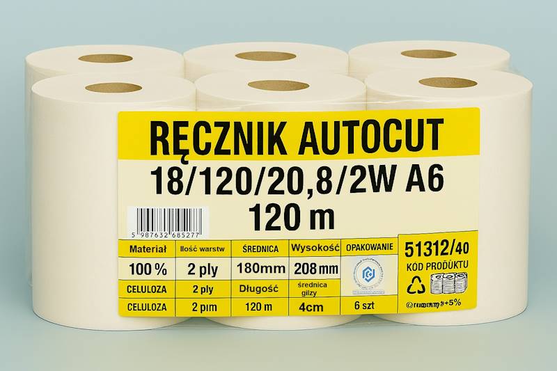 Ręcznik papierowy autocut 2-warstwowy 120m 6rolek 