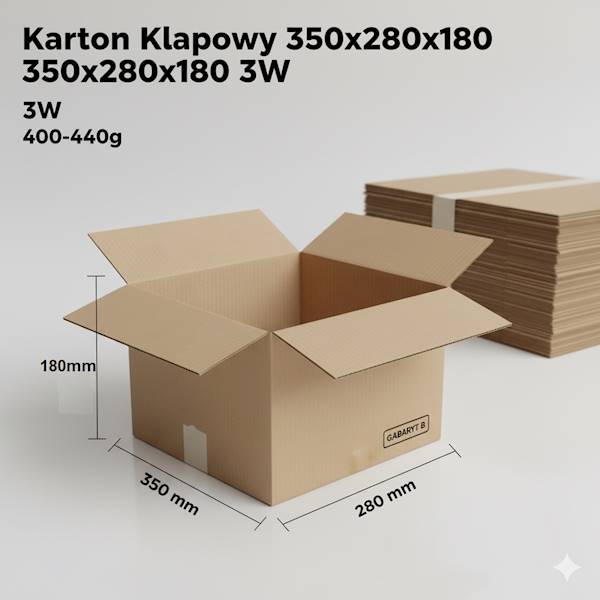 Karton Klapowy 350x280x180 3W 440g 1szt
