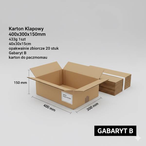 Karton Klapowy 400x300x150 3W 433g 1szt