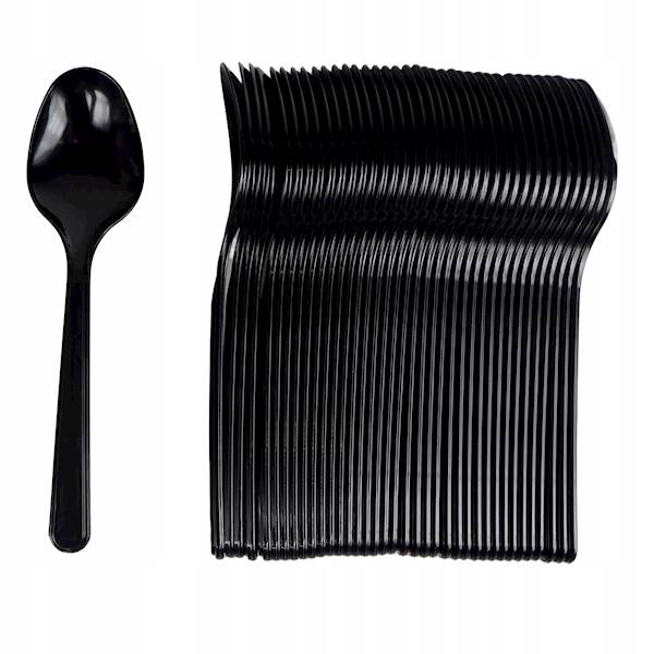 Łyżka czarna gruba wielorazowy 18cm 50szt K40