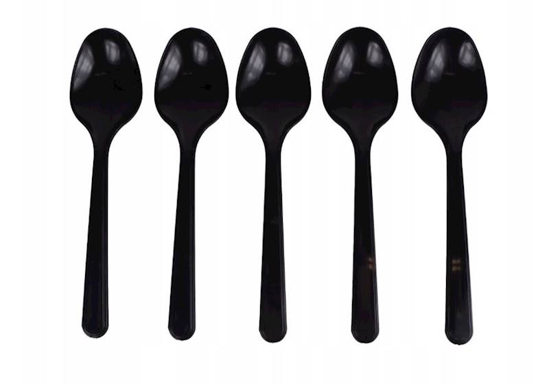 Łyżka czarna gruba wielorazowy 18cm 50szt K40