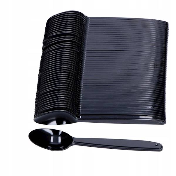 Łyzeczka czarna gruba wielorazowa 18cm 50szt K40